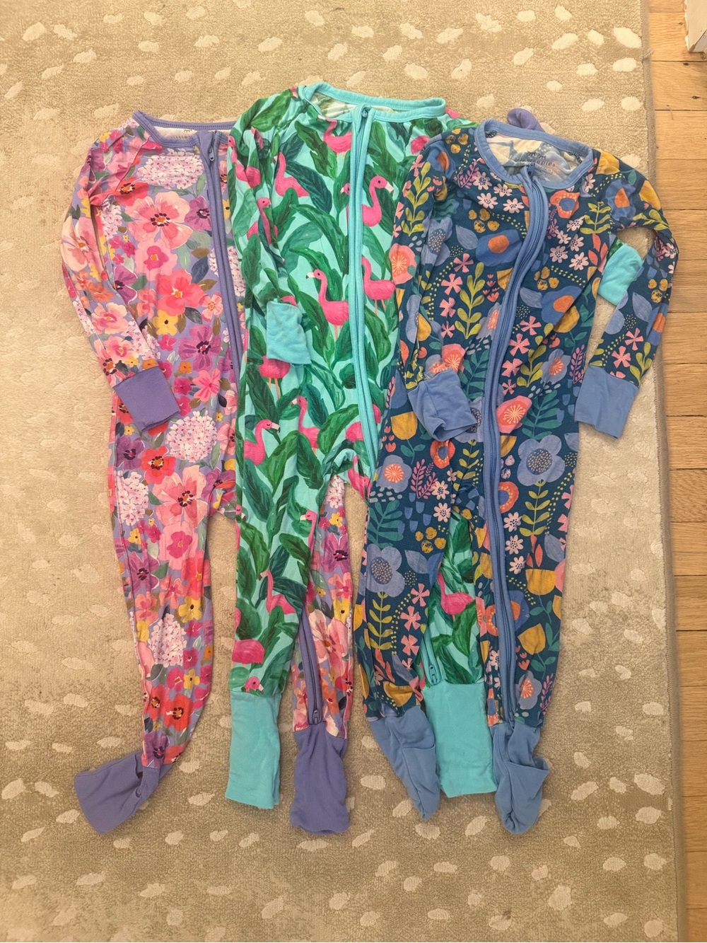 Little Sleepies: Zippered Footie Pajamas x3 / 18-24 months